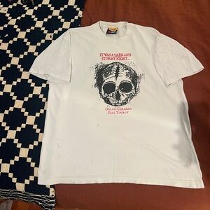 White Graphic Tee with Skull Design